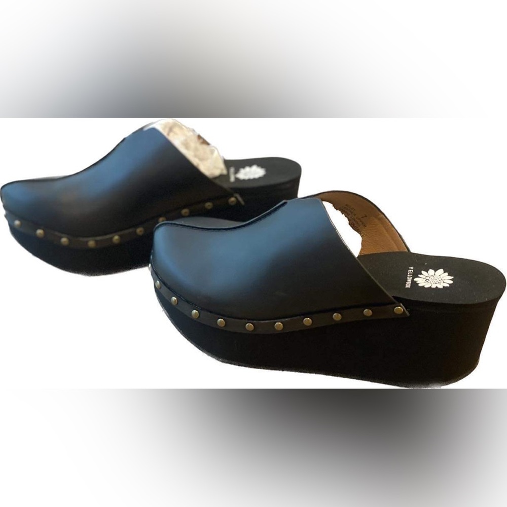 NEW Yellow Box Shoes | Black Beldy Leather Clog - Women’s 7